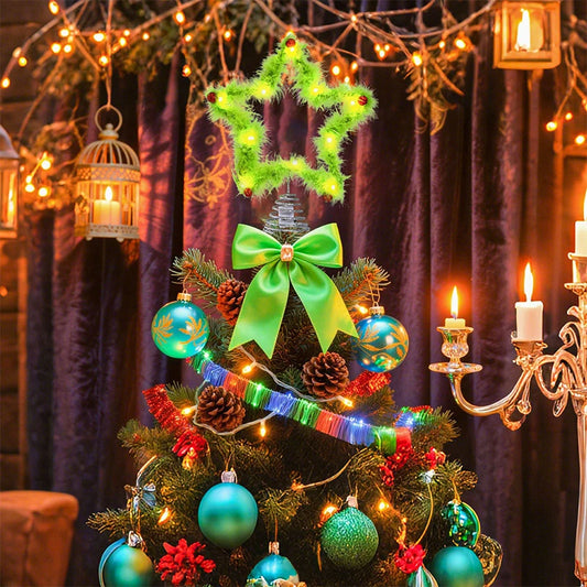 Fuzzy Green Christmas Star Decoration
