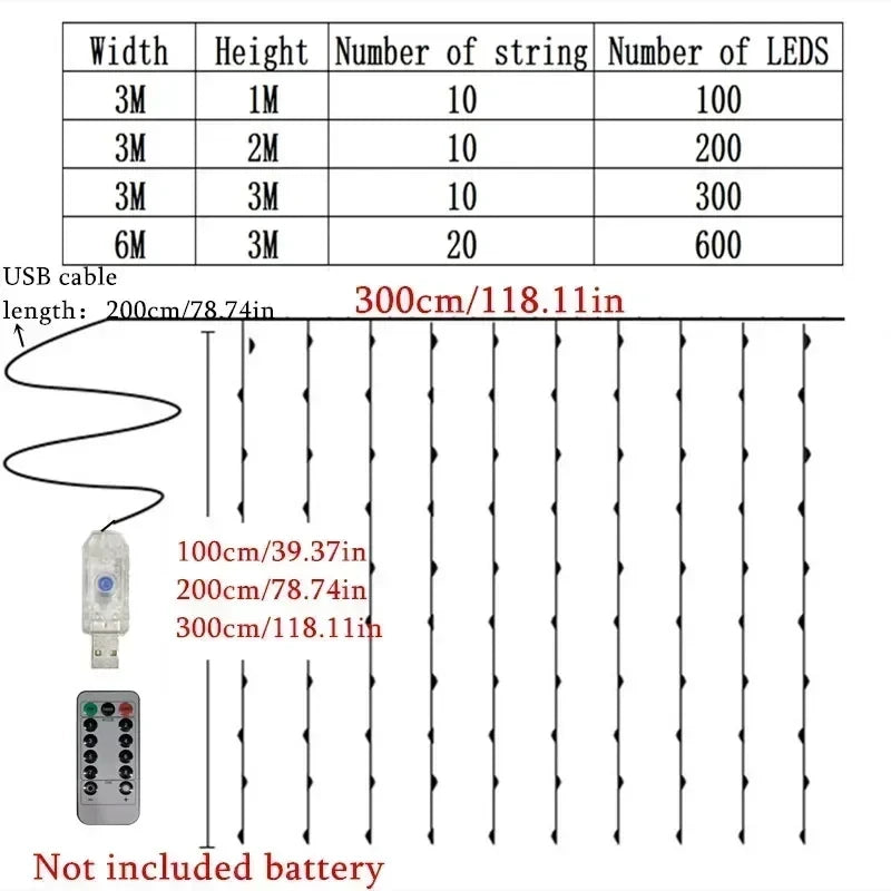 USB Curtain Fairy Lights