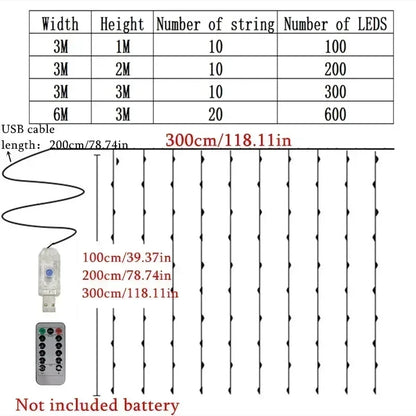 USB Curtain Fairy Lights