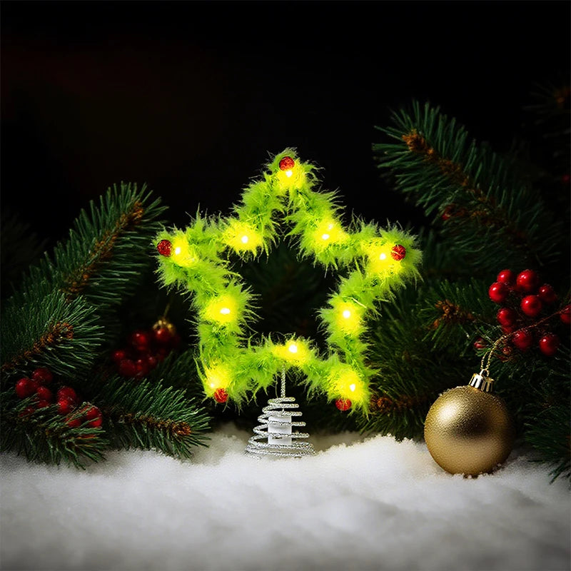 Fuzzy Green Christmas Star Decoration